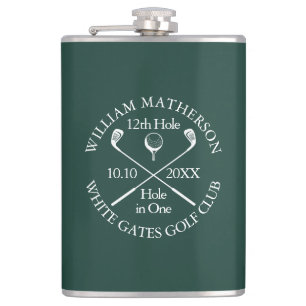 Personalized Golf Hole in One Emerald Green Flask