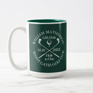 Personalized Golf Hole in One Emerald Green Two-Tone Coffee Mug