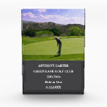 Personalized Golf Hole in One Golfer Photo  Acrylic Award<br><div class="desc">Personalized golf hole in one,  grey,  photo acrylic award. Perfect for a golfer.</div>