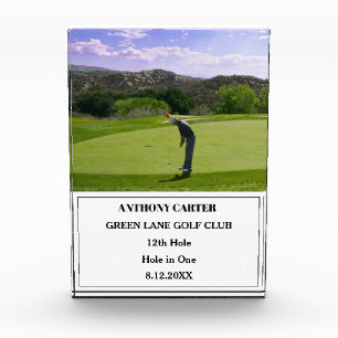 Personalized Golf Hole in One Golfer Photo  Acrylic Award