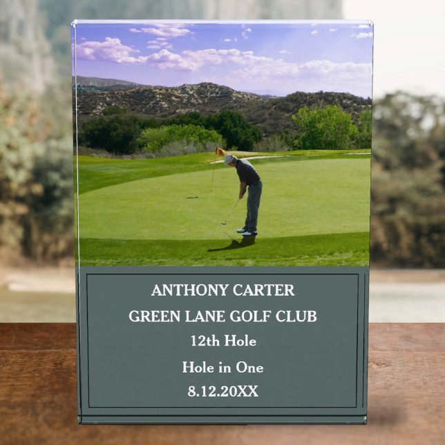 Personalized Golf Hole in One Golfer Photo  Acrylic Award (Creator Uploaded)