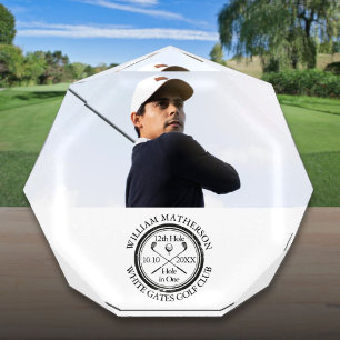 Personalized Golf Hole in One Golfer Photo Acrylic Award