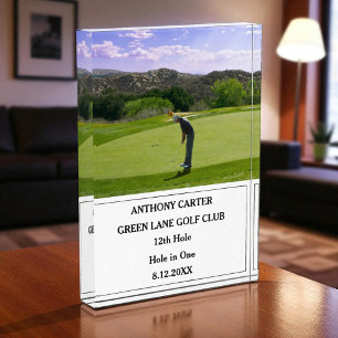 Personalized Golf Hole in One Golfer Photo Acrylic Award