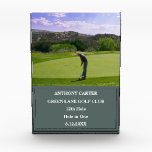 Personalized Golf Hole in One Golfer Photo Acrylic Award<br><div class="desc">Personalized golf hole in one, sage green, photo acrylic award. Perfect for a golfer.</div>