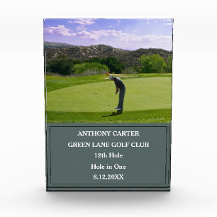 Personalized Golf Hole in One Golfer Photo Acrylic Award