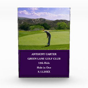 Personalized Golf Hole in One Golfer Photo  Acrylic Award
