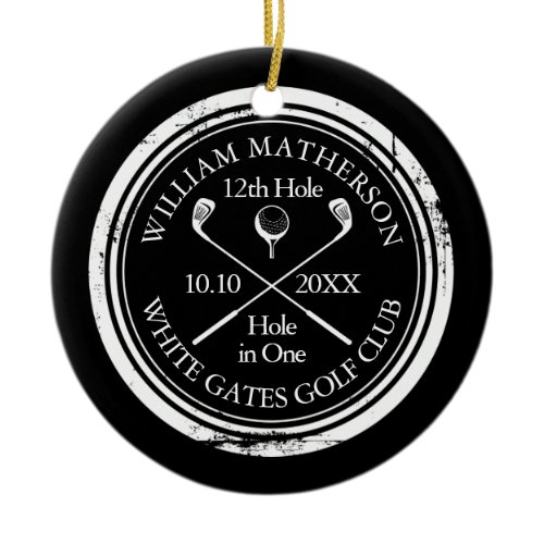 Personalized Golf Hole in One Keepsake Ceramic Ornament