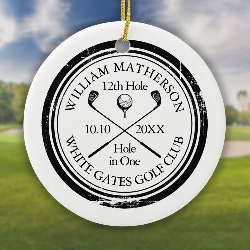 Personalized Golf Hole in One Keepsake Ceramic Ornament