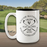 Personalized Golf Hole in One Modern Classic Two-Tone Coffee Mug<br><div class="desc">Personalize the name,  location hole number and date to create a great golf keepsake to celebrate that fantastic hole in one. Designed by Thisisnotme©</div>