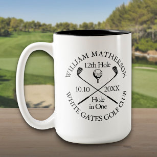 Personalized Golf Hole in One Modern Classic Two-Tone Coffee Mug