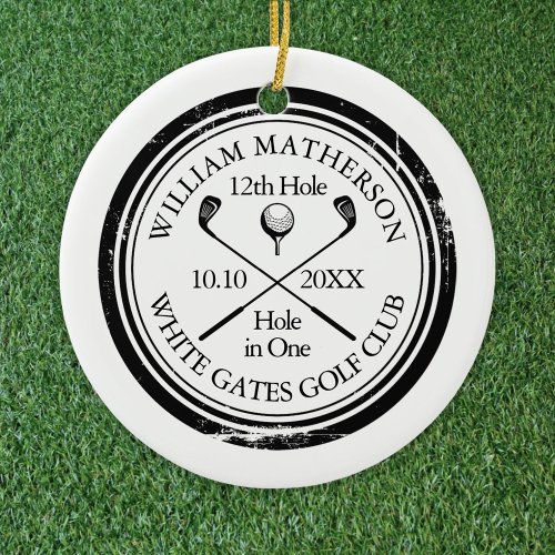 Personalized Golf Hole in One Photo Keepsake Ceramic Ornament