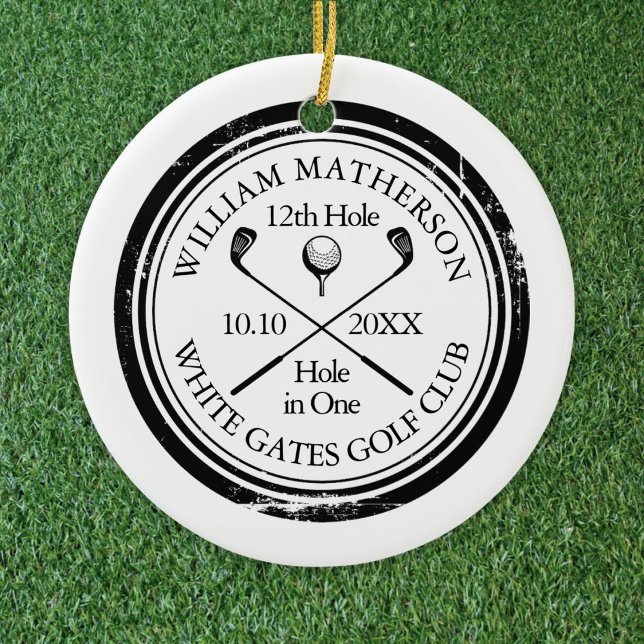 Personalized Golf Hole in One Photo Keepsake Ceramic Ornament (Personalized Golf Hole in One Photo Keepsake Ceramic Ornament)