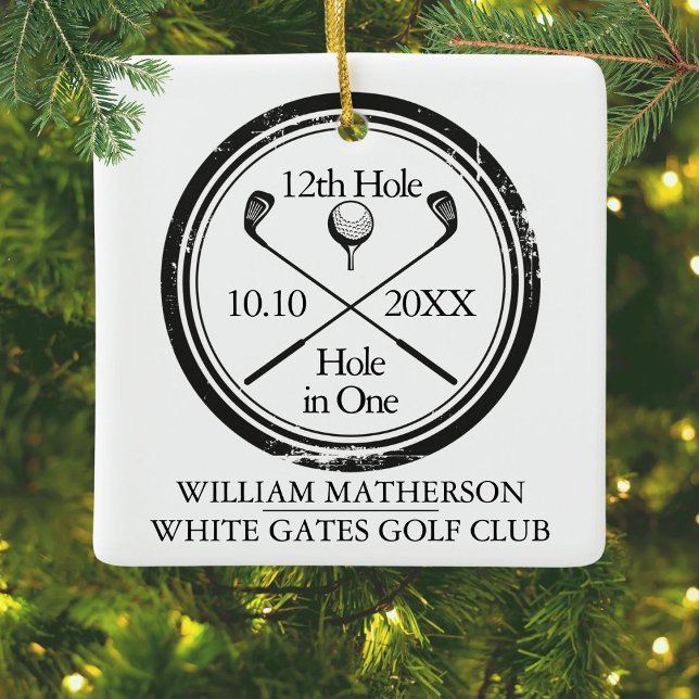 Personalized Golf Hole in One Retro Ceramic Orname Ornament (Personalized Golf Hole in One Retro Ceramic Orname Ceramic Ornament)