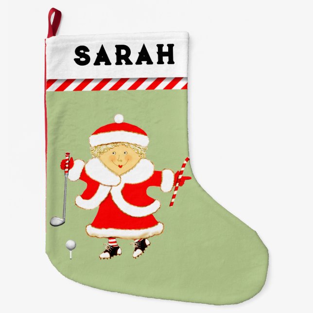 Personalized Golf Holiday Gift Large Christmas Stocking (Front)