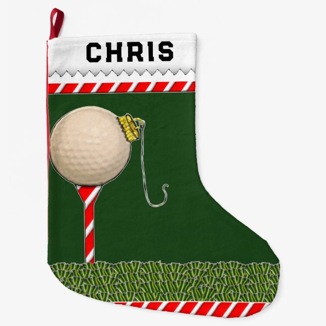 Personalized Golf Holiday Gift Large Christmas Stocking (Front)