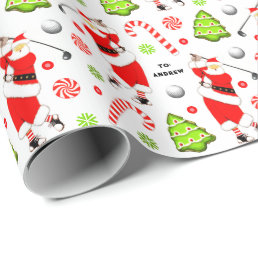 Personalized Golf Holiday Gift Wrapping Paper