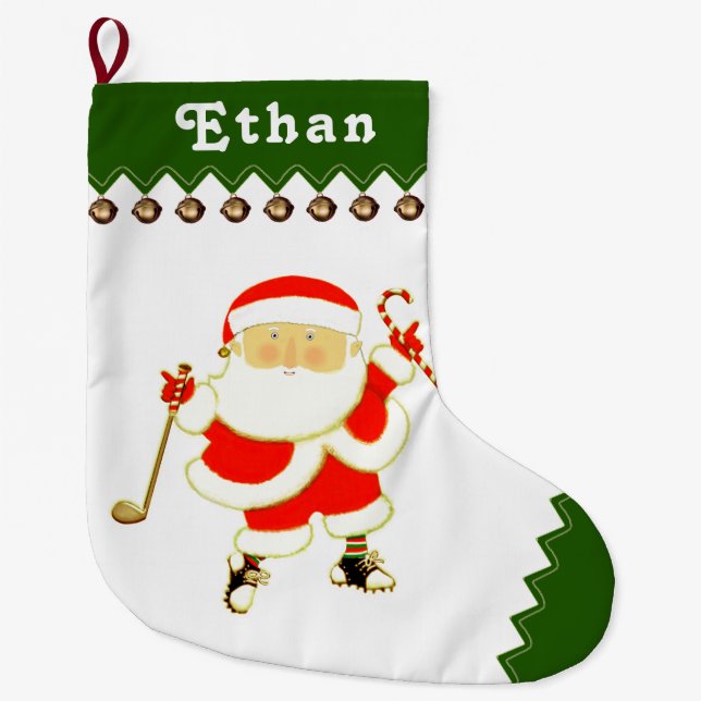 Personalized Golf Holiday Gifts Large Christmas Stocking (Front)