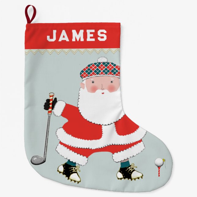 Personalized Golf Large Christmas Stocking (Front)