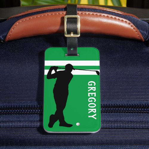 Personalized Golf Mad  Golfer Green Travel Luggage Tag