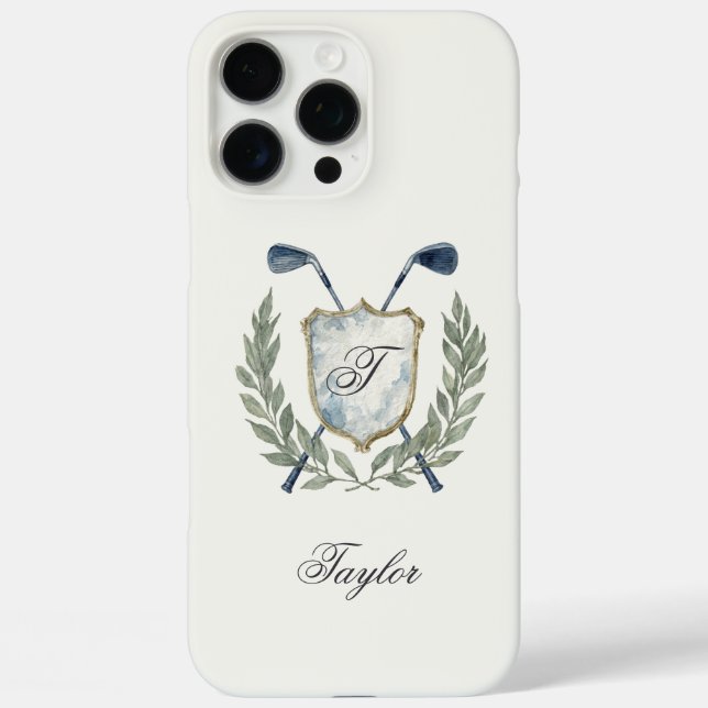 Personalized Golf Monogram Crest Elegant Case-Mate iPhone Case (Back)