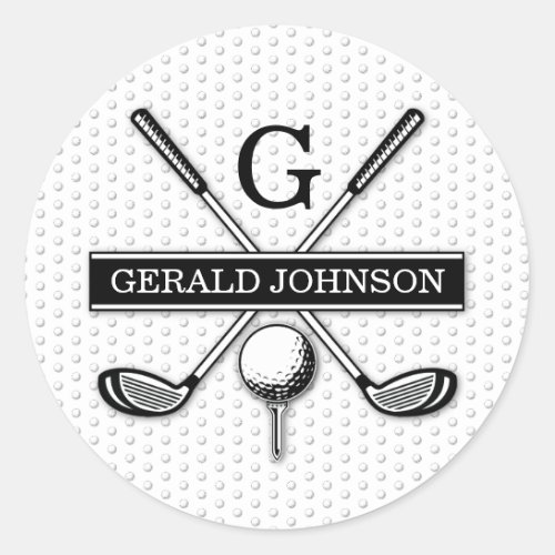 Personalized Golf Monogram Design Classic Round Sticker
