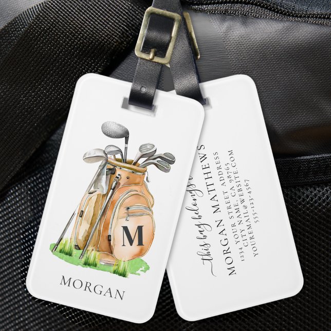 Personalized Golf Monogram Luggage Tag (Personalized Golf Bag Monogram Luggage Tag)