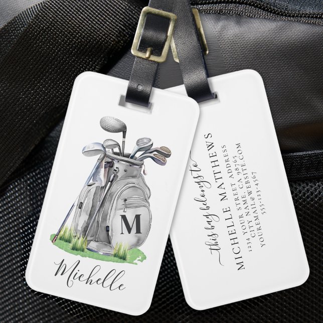 Personalized Golf Monogram Luggage Tag (Personalized Monogram Golf Bag Luggage Tag)