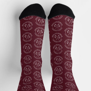 Personalized Golf Monogram Pattern Burgundy Socks