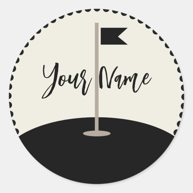 Personalized Golf Name Classic Round Sticker (Front)