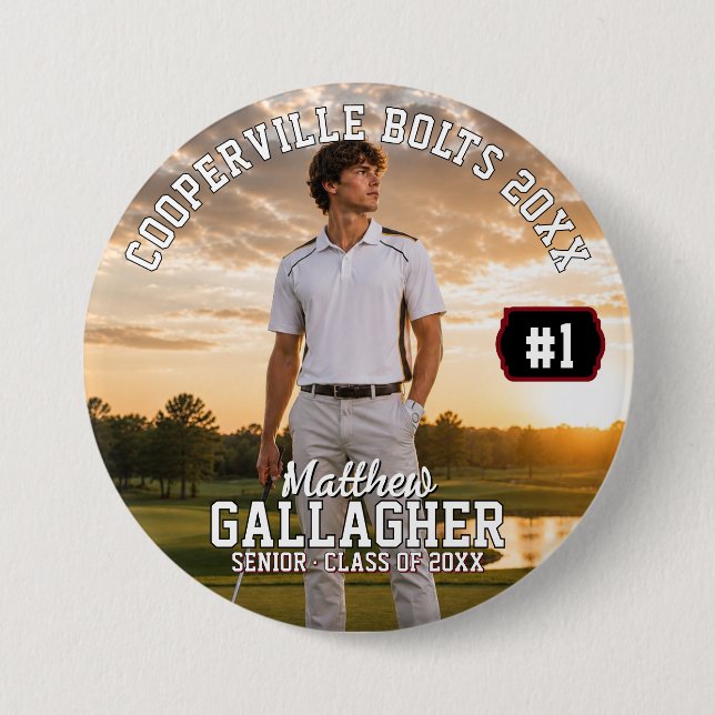 Personalized Golf Photo Button (Front)