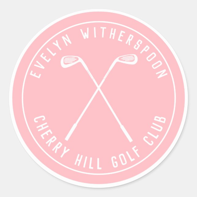 Personalized golf pink Keychain Classic Round Sticker (Front)