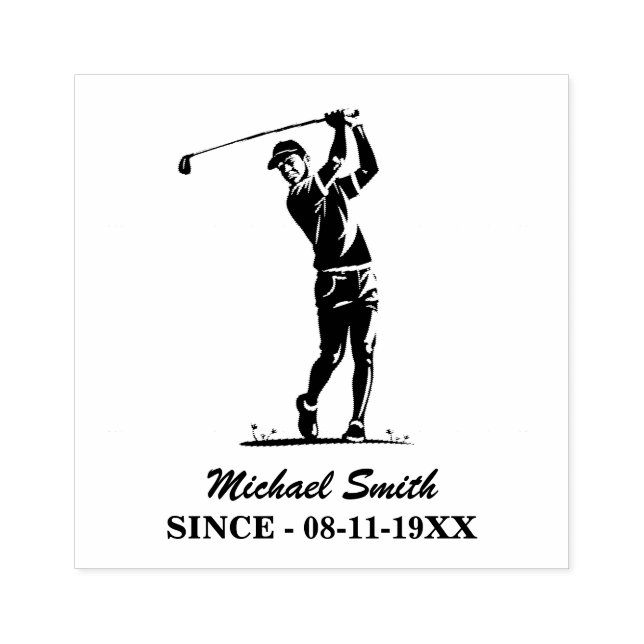 Personalized Golf Player Golfer Golfing            Rubber Stamp (Imprint)