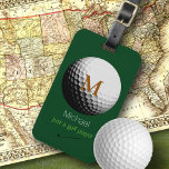 Personalized Golf Player Name Luggage Tag<br><div class="desc">An elegant and stylish way to identify the golfer belongings. The image of a golf-ball with name and initial-letter, and a customizable phrase... A luggage tag with a name is important for several practical reasons when traveling. Firstly, it serves as a quick and easy way to identify your luggage among...</div>