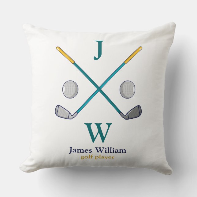 personalized golf player polo throw pillow (Front)