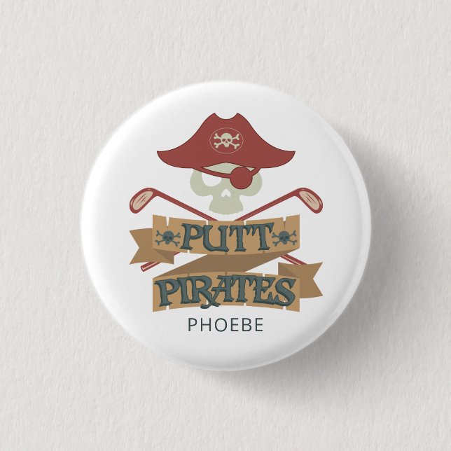 Personalized Golf Putt Pirates Golfing Sports Button (Front)