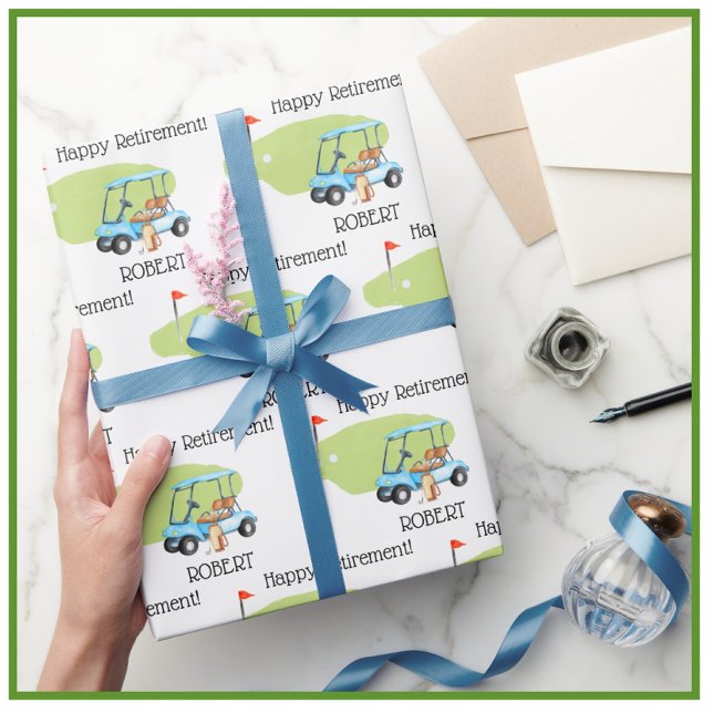 Personalized Golf Retirement Name  Wrapping Paper (Creator Uploaded)