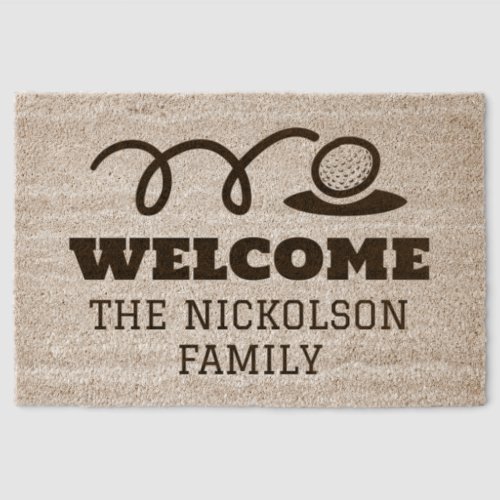 Personalized golf sports coir fiber door mat