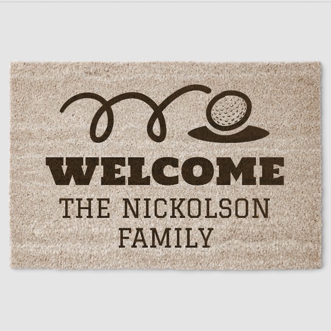 Personalized golf sports coir fiber door mat (Front)