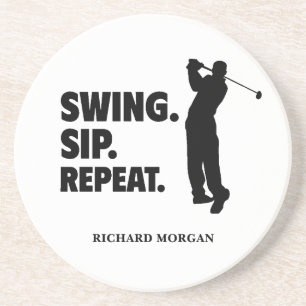 Personalized Golf Swing Sip Repeat Coaster