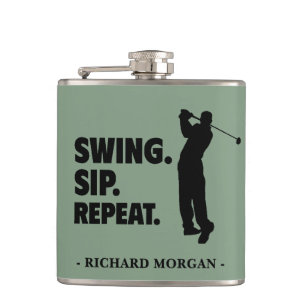 Personalized Golf Swing Sip Repeat Flask