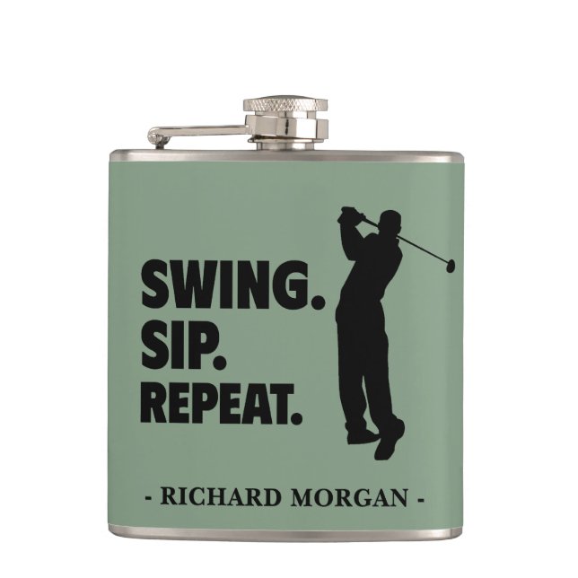 Personalized Golf Swing Sip Repeat Flask (Front)