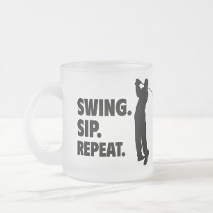 Personalized Golf Swing Sip Repeat Frosted Glass Coffee Mug