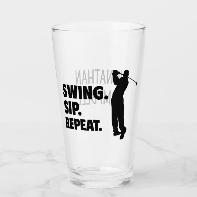 Personalized Golf Swing Sip Repeat Glass (Front)