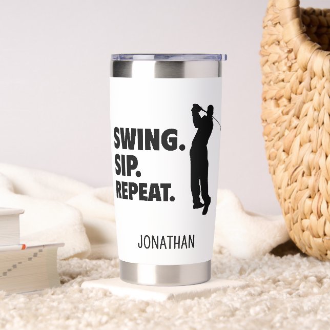 Personalized Golf Swing Sip Repeat Insulated Tumbler (Living Room)