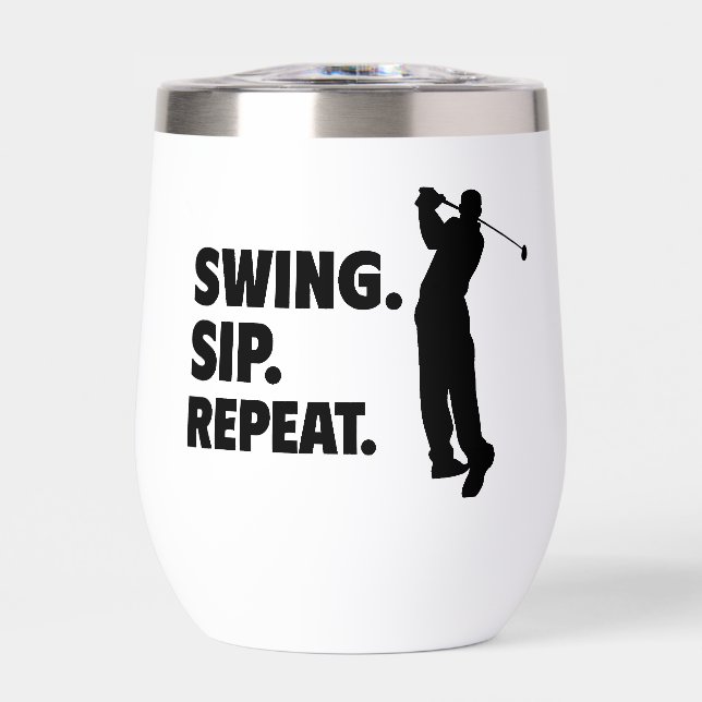 Personalized Golf Swing Sip Repeat Thermal Wine Tumbler (Front)