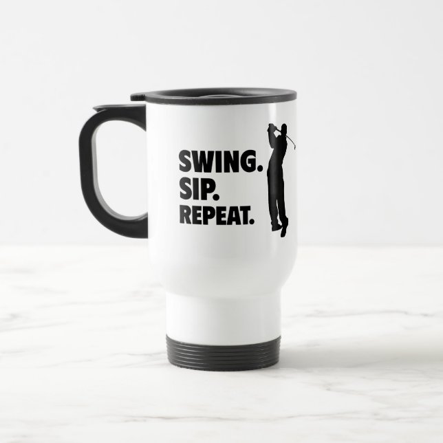 Personalized Golf Swing Sip Repeat Travel Mug (Left)