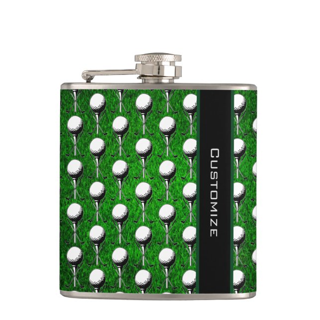 Personalized Golf Tee Grass Green Flask (Front)