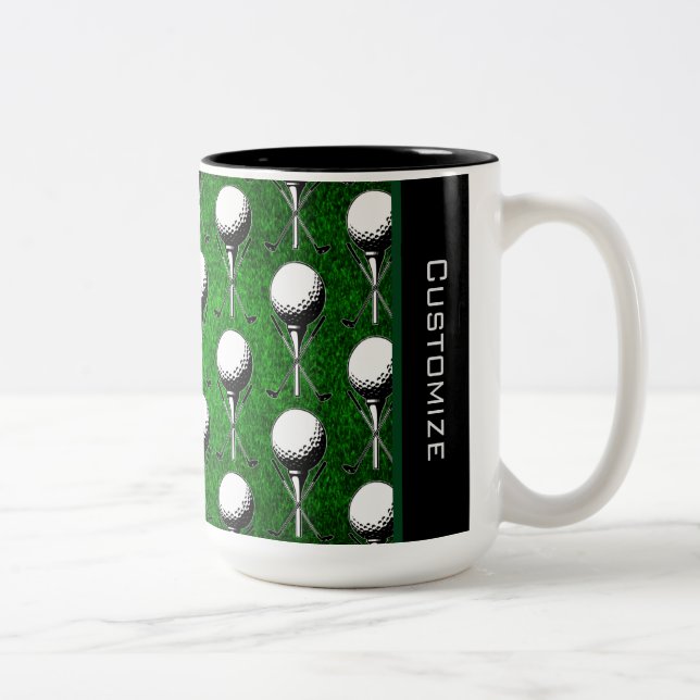 Personalized Golf Tee Grass Green Two-Tone Coffee Mug (Right)