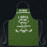 Personalized Golf Theme Apron: Funny Golf Chef Apron<br><div class="desc">Personalized Golf Pun Aprons, Funny Grill BBQ Chef Apron. I Grill because clubbing people is frowned upon. LOL Funny Dad, Boyfriend apron. Nature, Attitude Apron. Fully customizable apron or create your own and Personalize. Ideal for anyone for any occasion including Christmas, mother's day, father's day or any other day of...</div>