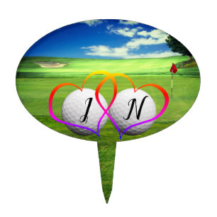 Personalized Golf Theme Wedding Cake Topper
